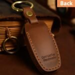 OLLEN Screws-Free Genuine Leather Key Fob Cover, Fit for Audi A3 A6 A6L A7 A8 Q7 Q8 E-Tron S3 S6 S7 SQ7 RS6 RS7,etc, Leather Smart Remote Key Protector, 3 Buttons, C Style, Brown - Image 4