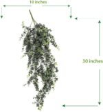 Artificial Hanging Plants – 30” Long Eucalyptus Greenery Bush, Fake Plant for Office Home Décor Indoor Outdoor, Wall Accent - Set of 2 (Frosted Green) - Image 7