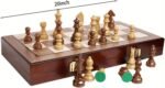 20" Extra Large Folding Chess Set - Walnut Wood Board & Weighted PVC Pieces - Portable Tournament Game for Adults, Travel, Gifts (Perfect for Beginners & Adults) - Image 6