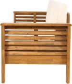 Christopher Knight Home Havets 3 Pieces Outdoor Acacia Furniture Set, Slat Panel Couch, Spacious Seating Armchair, 6" Thick Cushions Sofa and Coffee Table Set for Backyard Garden Balcony, Teak+Beige - Image 12