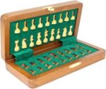 House of Chess - 8 Inch Wooden Magnetic Folding Travel Chess Set - Board with Algebraic Notation + 2 Extra Pawns & 2 Extra Queens- Handmade (Acacia Wood) - Image 3