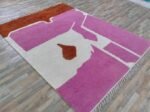Moroccan Rug Vibrant Pink, White & Brown – Beni Ourain Wool Carpet – Custom Handwoven Area for Living Room Bedroom Hall Room Office Room 6x9 8x10 9x12 Ft (4x5 ft) - Image 3