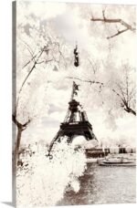 CANVAS ON DEMAND Paris Winter White Collection - Majesty Eiffel Canvas Wall Art Print by Philippe Hugonnard, Home Decor, Winter, Wintry Weather Artwork,24" x36in