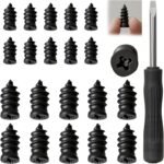 Tire Repair Nails Kit for Car/Motorcycle/Truck, Fast Self-Service Tire Repair Tools, Screw in Tire Repair Plugs with Box and Screwdriver, Vacuum Tire Repair Kits Spiral Rubber Nails (20, S)