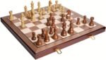 20" Extra Large Folding Chess Set - Walnut Wood Board & Weighted PVC Pieces - Portable Tournament Game for Adults, Travel, Gifts (Perfect for Beginners & Adults) - Image 2