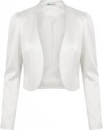 BOLEROSE Formal Long Sleeve Satin Bolero Shrug Occasion Jacket