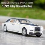 Metal Toy Cars of Rolls-Royce Phantom Model Diecast Cars - 1:32 Scale, Sound/Light/Pull Back, White Toy Car Birthday Gift for Boys - Image 2