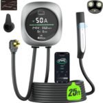 50A Level 2 Tesla EV Charger with NACS Connector, Smart App Control, Large Display, RFID Access, 14-50 Plug, 25FT Cable – Electric Vehicle Home Wall Charging Station for All Tesla