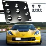 x xotic tech License Plate Mounting Relocator Front Bumper Tow Hook Bracket Compatible with Chevrolet Corvette Z06/Z51/ZR1 2015-2019, Black
