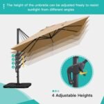 Sunnyglade 10x10Ft Cantilever Patio Umbrella Square Deluxe Offset Umbrella 360°Rotation & Integrated Tilting System Heavy Duty Patio Hanging Umbrella for Market Garden Deck Pool Backyard Patio (Tan) - Image 4