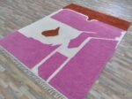 Moroccan Rug Vibrant Pink, White & Brown – Beni Ourain Wool Carpet – Custom Handwoven Area for Living Room Bedroom Hall Room Office Room 6x9 8x10 9x12 Ft (4x5 ft) - Image 2