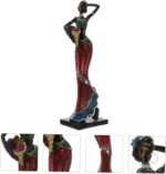 Ethnic Style African Lady Resin Figurine with Gold Basket Hand-Carved Desk Sculpture for Home Office Decor Polished Tribal Woman Statue Accent for Room Shelf - Image 4