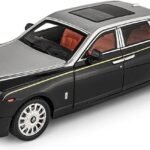 Display Cars 1/18 for Rolls Royce Phantom Alloy Luxy Car Model Diecast Vehicles Metal Car Model Collection Souvenirs Collection or Gift(Black with Silvery)