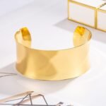 Dankadi Women 925 Sterling Silver Curved Bangle 30MM Wide Grooved Cuff Bangle Shiny Punk Open Bracelet Adjustable Plated 24k Gold/Rose Gold Jewelry Gift - Image 6