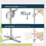 wikiwiki 10x10 FT Cantilever Patio Umbrella, Offset Umbrella Outdoor Patio with 360° Rotation and Unlimited Tilting System, Heavy Duty Umbrella with Cross Base, Beige - Image 3