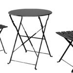 Grand patio 3-Piece Folding Bistro Set, 2 Chairs and 1 Table, Weather-Resistant Outdoor/Indoor Conversation Set for Patio, Yard, Garden-Black