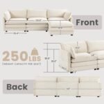 ROWHY Oversized Modular Sectional Sofa with Movable Ottoman, 112 Inch 4 Seat Modern Corduroy Sofa Set, Convertible L Shaped Couch for Living Room and Office, Beige - Image 2