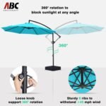 ABCCANOPY 10FT Cantilever Patio Umbrella with base included, 360° Rotation Outdoor Offset Umbrella Bonus Fix Frame & Weights Bag for Backyard, Deck, Poolside (Turquoise) - Image 3