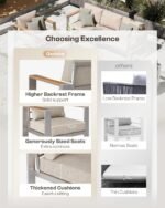 Aluminum Outdoor Patio Furniture Set with Coffee Table, 4 Piece Patio Conversation Sets with Washable Thick Cushions, Outdoor Sectional Furniture Set for Porch, Balcony, Deck, Silver - Image 2