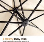 9' X 12' Cantilever Patio Umbrella with Base Included Rectangular Outdoor Large Offset Umbrellas with 7 Tilts Adjustable 360°Rotation for Deck Pool Garden Backyard, Beige - Image 5