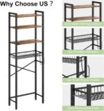 Over-The-Toilet Storage Rack, 4-Tier Bathroom Organizer Shelf Over Toilet with Adjustable Shelf and Basket, Freestanding Space Saver Bathroom Shelves Above Toilet for Room (Vintage Brown) - Image 7