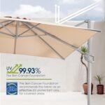 wikiwiki 10x10 FT Cantilever Patio Umbrella, Offset Umbrella Outdoor Patio with 360° Rotation and Unlimited Tilting System, Heavy Duty Umbrella with Cross Base, Beige - Image 4