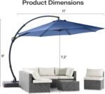 LAUSAINT HOME Outdoor Patio Umbrella with Base included, 11 FT Deluxe Curvy Cantilever Umbrella Offset Hanging umbrella with 360° Rotation for Market, Pool, Garden, Backyard, Deck (Navy Blue, 11 FT) - Image 7