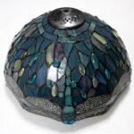 WERFACTORY Tiffany Lamp Sea Blue Stained Glass Table Lamp 12X12X18 Inches Dragonfly Style Desk Reading Light S147 Series - Image 4