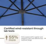 LAUSAINT HOME Outdoor Patio Umbrella with Base included, 11 FT Deluxe Curvy Cantilever Umbrella Offset Hanging umbrella with 360° Rotation for Market, Pool, Garden, Backyard, Deck (Navy Blue, 11 FT) - Image 6