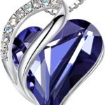 Leafael Gift Necklaces for Women, Infinity Love Birthstone Heart Crystal Pendant, Birthday Anniversary Jewelry for Wife, Mom, and Her, Silver Plated, 18" + 2" Adjustable Chain