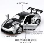 1/36 Scale Porsche 911 GT3 Diecast Car Models,Pull Back Vehicles Porsche 911 Toy Car,Cars Gifts for Boys Girls （Silver） - Image 3