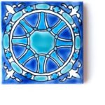 DŸARI Decorative Ceramic Tiles – Hand Painted Indoor & Outdoor Floor Tiles – Spanish Artisan Tile Top Kitchen – Mediterranean Decorative Tiles 4” × 4” – Durable Colorful Floor Tiles – 140 g (Eau V 3)