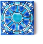 DŸARI Decorative Ceramic Tiles – Hand Painted Indoor & Outdoor Floor Tiles – Spanish Artisan Tile Top Kitchen – Mediterranean Decorative Tiles 4” × 4” – Durable Colorful Floor Tiles – 140 g (Eau V 3)