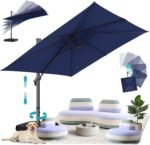 HOTIME10x10ft Large Cantilever Patio Umbrellas - Upgrade and Intensify - with 360 Rotation and 5 Angles Adjustment - Aluminum Offset Pool Umbrella Square Outdoor Umbrella for Patio Garden Deck Pool, Dark Blue