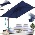 HOTIME10x10ft Large Cantilever Patio Umbrellas - Upgrade and Intensify - with 360 Rotation and 5 Angles Adjustment - Aluminum Offset Pool Umbrella Square Outdoor Umbrella for Patio Garden Deck Pool, Dark Blue