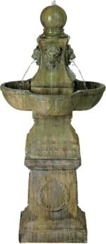 Royal Lion 54" High Large Italian Outdoor Decor Faux Stone Floor Fountain Standing Pedestal Tall Bubbler Water Feature for Outside Garden Patio Yard Backyard Porch Deck Relaxation - John Timberland - Image 5