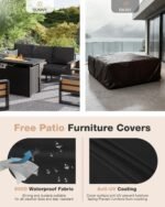 Aoxun Aluminum Patio Furniture Set with Fire Pit Table, 5 Piece Luxury Outdoor Sectional with 6" Olefin Fabric Cushions, Patio Conversation Sets with Waterproof Cover for Backyard, Porch Dark Grey - Image 9