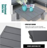 Soleil Jardin 4-Piece Outdoor Patio Furniture Set L-Shaped Aluminum Sectional Sofa with Coffee Table All-Weather Patio Conversation Set with Cushions, Dark-Grey - Image 6