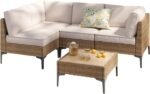 5-Piece Patio Furniture Set, Outdoor Wicker Sectional Sofa with Coffee Table, Anti-Slip & Thick All-Weather Cushions for Party, Garden, Backyard, Beige - Image 9