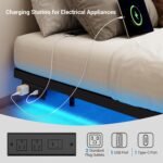 Queen Size Floating Metal Bed Frame with Smart LED Lights & Charging Station, Metal Platform Bed Base No Box Spring Needed, Easy Assembly, Noise Free - Image 4
