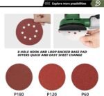 Prostormer 5-Inch Random Orbital Sander with 21PCS Sandpapers, 8000-13000RPM, 2.6AMP Palm Sander with 6 Variable Speeds, Dust Collection For Polishing, Sanding - Image 4