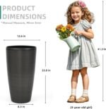 22.8" Tall Planters Set of 2, High-Density Resin Brushed Outdoor Pots for Plants, Versatile Indoor/Outdoor Flower Pots w/Drainage Hole for Patio Garden Porch & Living Room Decor, Ideal Gift - Image 6