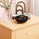 Small Ceramic Bowl Black Decorative Bowl, Modern Home Decor Centerpiece 6 Inches Key Jewelry Ruffle Fluted Scalloped Bowl - Image 5