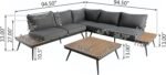 Outdoor V-Shaped 4-Piece Alum Patio Sofa Set, L-Shaped Conversation Set with Coffee Table, Aluminum Frame, Faux Wood, Outdoor Sectional Sofa Set for Garden - Image 2