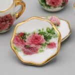 Odoria 1/6 Miniature Porcelain Tea Set 8Pcs Dollhouse Decoration Accessories, Red Rose - Image 4