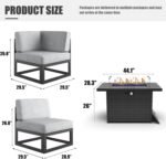 LayinSun Large Aluminum Patio Furniture Set with Fire Pit Table, 9 Pieces Modern Outdoor Conversation Set Sectional Metal Sofa Set with Olefin Cushion - Image 9