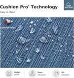 MFSTUDIO 5 Pieces Patio Conversation Sets,Outdoor Metal Furniture Sofas with 1 x 3-Seat Sofa, 2 x Swivel Chairs,2 x Ottoman,Wrought Iron Frame with Peacock Blue Cushion for Patio Courtyard Balcony - Image 3