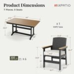 7-Piece Outdoor Patio Dining Sets, Patio Table and Chairs Set, HDPE Outdoor Dining Set, Rattan Wicker Patio Set with Ultra-Soft Cushions for Backyard, Deck, Garden - Black - Image 2