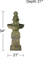 Royal Lion 54" High Large Italian Outdoor Decor Faux Stone Floor Fountain Standing Pedestal Tall Bubbler Water Feature for Outside Garden Patio Yard Backyard Porch Deck Relaxation - John Timberland - Image 4