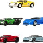 Hot Wheels Premium Car Culture Speed Machines 5-Pack of Toy Cars, Full Metal Body, Real Riders Tires, 1:64 Scale Sports Cars, for Collectors